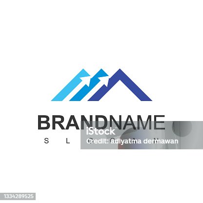 istock Real Estate Business Logo With Growing Chart Symbol 1334289525