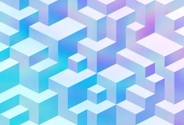 Vector illustration of Geometric Cube Holographic Modern Abstract Background