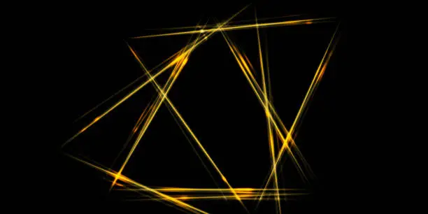 Photo of golden yellow glow straight line Contrasting triangle background image 3D illustration