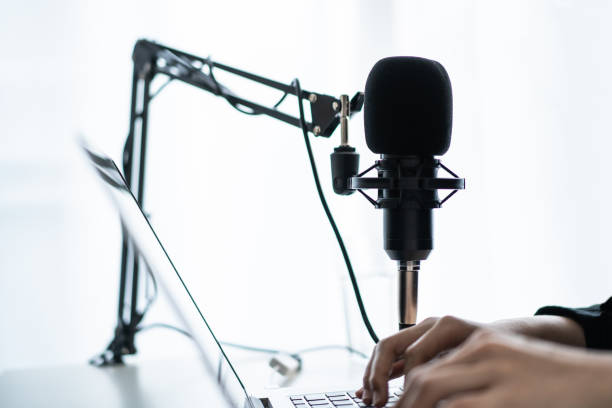 istock Asian woman making a podcast. 1334295953