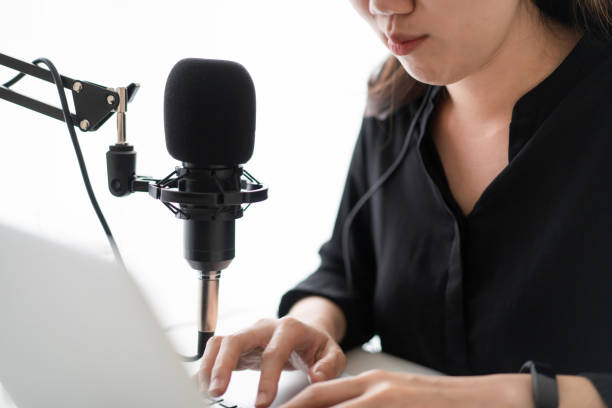 istock Asian woman making a podcast. 1334296716