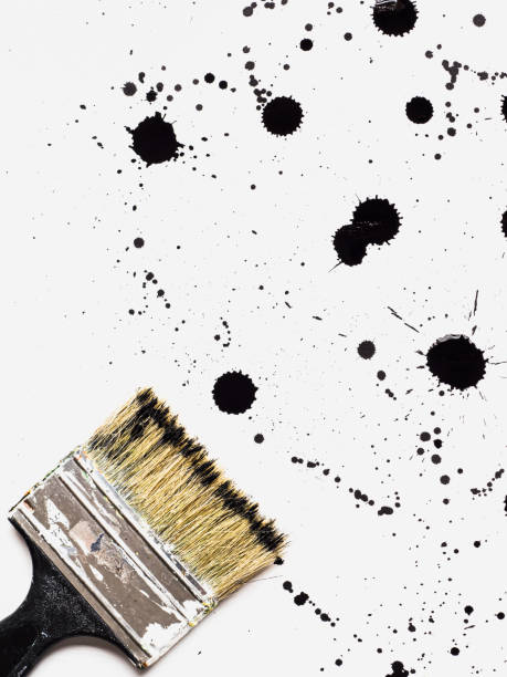 istock Brush and paint smudges. Color chaos. Expressionism.Picture painted using the technique of dripping. Mixing black 1334297348