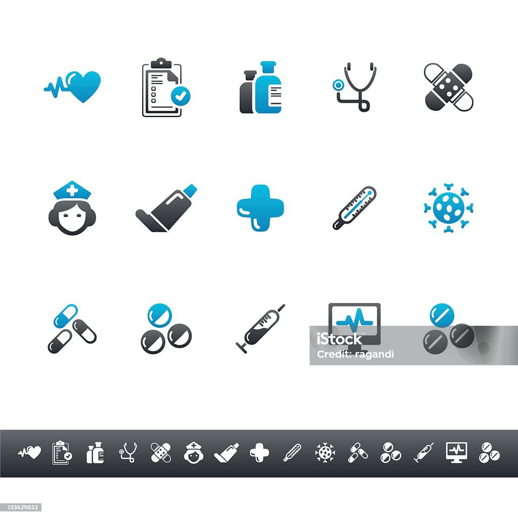 Medical & saúde Icons/Blue cinza - Vetor de Eletroencefalograma royalty-free