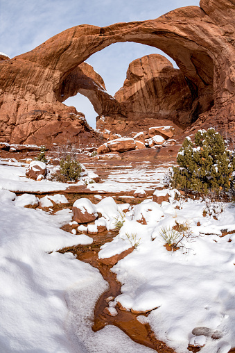 Creek leads from the Double Arch near Moab Utah