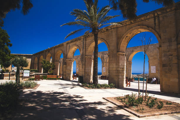 The Upper Barrakka Gardens in Valletta, Malta stock photo