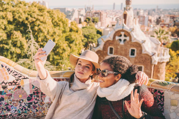 istock Friends taking selfie at Park Guell,Barcelona 1334304278
