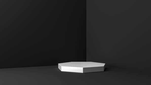 istock White pedestal on a black background, Polygon 1334309330