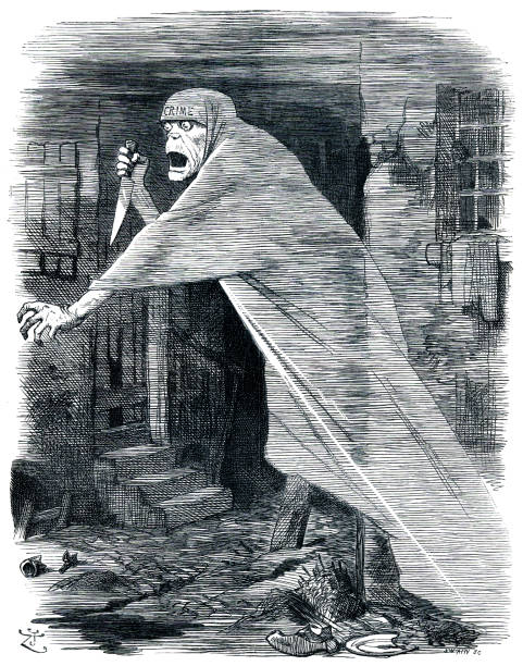 nemezis zaniedbania jack the ripper 19th century punch ilustracja - jack the ripper stock illustrations