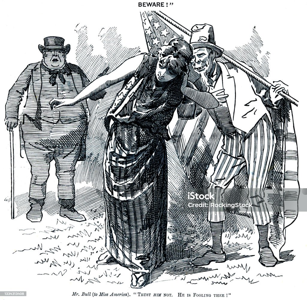 Miss America John Bull Punch Cartoon 19th Century Stock Illustration -  Download Image Now - Government, Politics, Satire - iStock