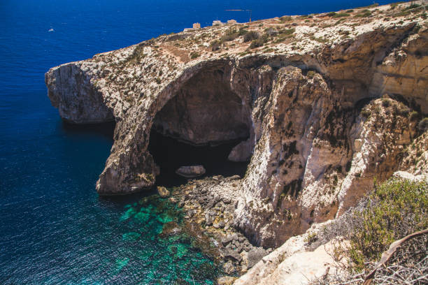 The Blue Grotto in the country of Malta stock photo