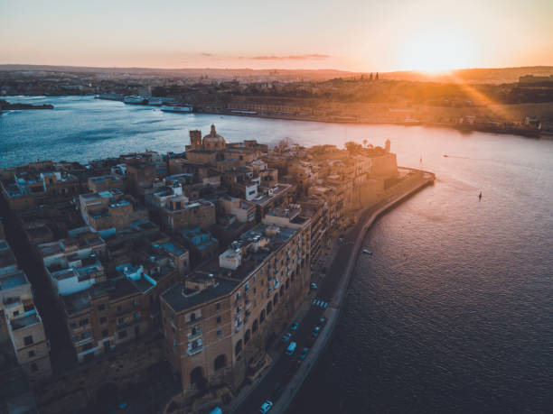 istock Sunset drone views seen in Valletta, Malta 1334317044