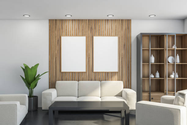 istock Two banners in the light living room with lining on the wall 1334322609