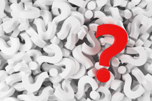 istock Red question mark on a background of white marks. 1334324587