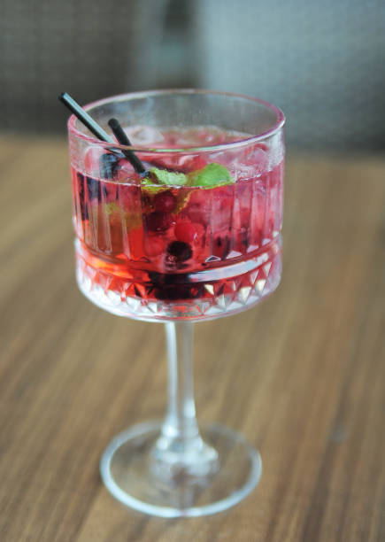 istock Cold cocktail with strawberry with ice and mint 1334331614