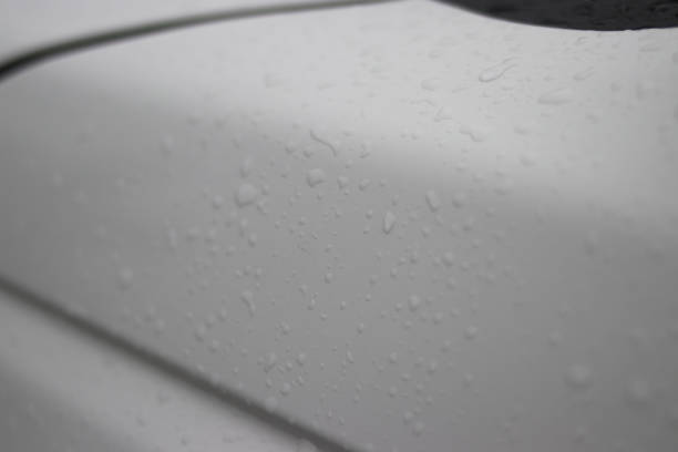 istock Raindrops on white car body after rain 1334335317