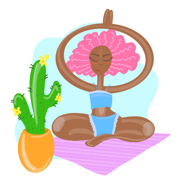 illustrazioni stock, clip art, cartoni animati e icone di tendenza di donna yoga su sfondo bianco isolato. stile piatto - white background yoga backgrounds relaxation exercise
