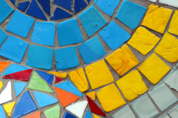 istock Mosaic pattern close up in retro style. Colorful polygons background. 1334340309