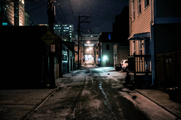 Dark alley in North Pittsburgh, Pennsylvania, USA