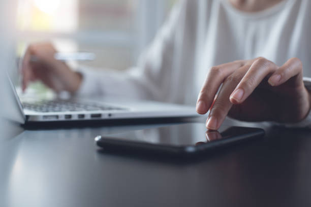 istock Business woman working on laptop from home office 1334350979