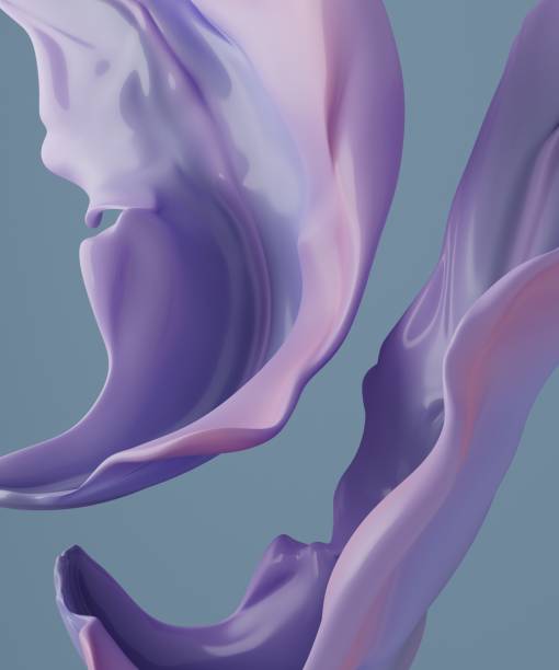 istock Abstract colorful background, wavy violet liquid. Curved splashes. 3d illustration 1334355710