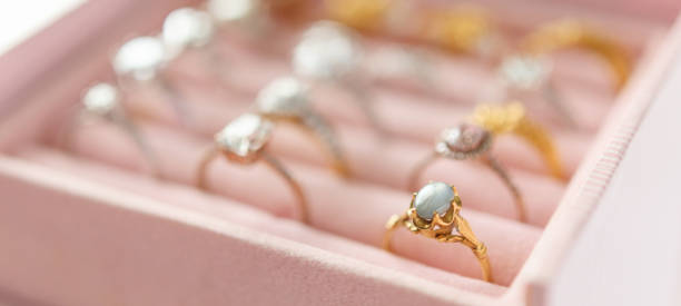 istock Jewelry diamond rings in box 1334359376