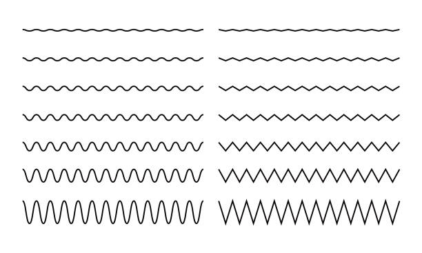 Wave, zigzag, wiggle line stroke Wave, zigzag, wiggle line stroke for divider, border design. Curve brush stroke. Vector illustration. serrated stock illustrations