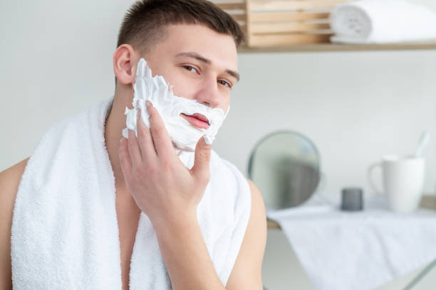 istock shaving cream morning hygiene procedures man foam 1334359586