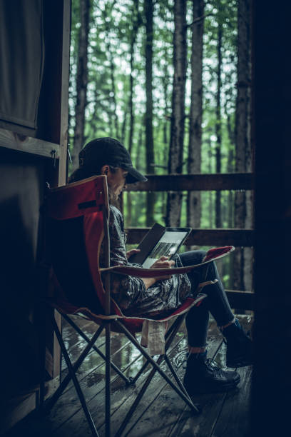 istock Relaxing at the chalet in the woods 1334373596