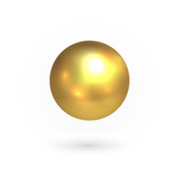 istock Golden ball hanging in the air. Gold colored metallic sphere. Luxury object. Perfect decoration for a bright holiday design 1334374962