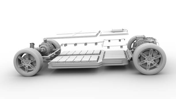istock Explode view of electric vehicle chassis equipped with battery pack 1334375563