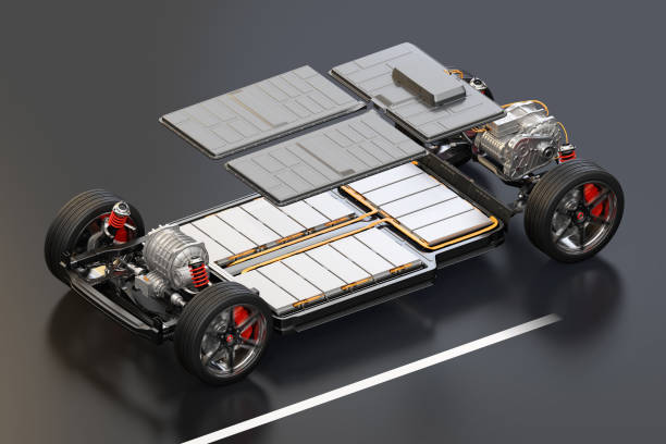 istock Explode view of electric vehicle chassis equipped with battery pack 1334375578