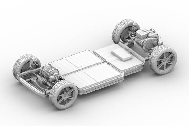 istock Clay rendering of electric vehicle chassis equipped with battery pack 1334375585