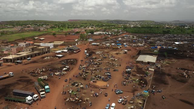 Africa Mali Village and Cattle Market Aerial View 6