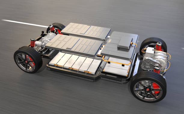 istock Explode view of electric vehicle chassis equipped with battery pack 1334375592