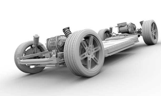 istock Clay rendering of electric vehicle chassis equipped with battery pack 1334375601