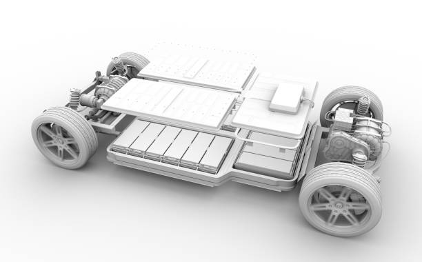 istock Explode view of electric vehicle chassis equipped with battery pack 1334375608