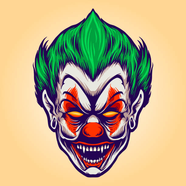 illustrations, cliparts, dessins animés et icônes de illustrations vectorielles de head angry joker clown - jester clown harlequin bizarre