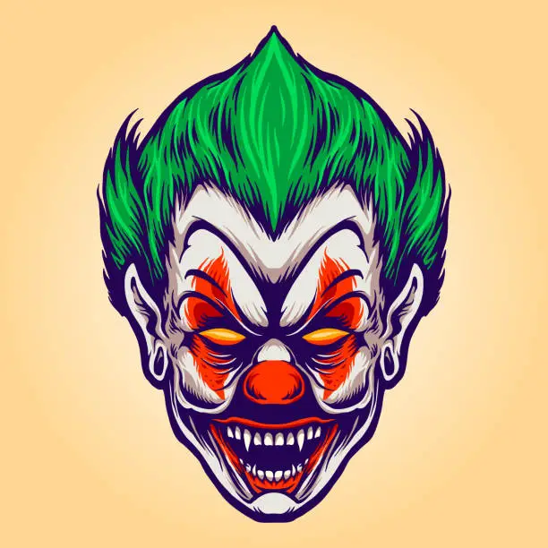 Vector illustration of Head Angry Joker Clown Vector illustrations