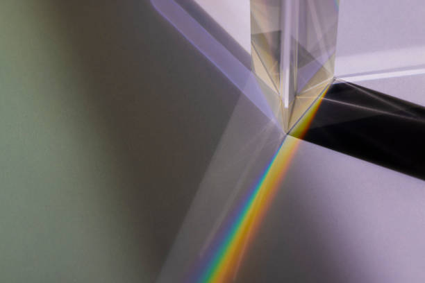 istock Transparent prism dispersing sunlight splitting into a spectrum on a white background 1334382343