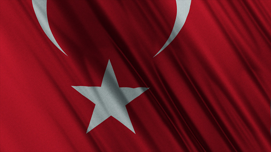 Turkish Flag Realistic Textured Fabric Computer Generated Image