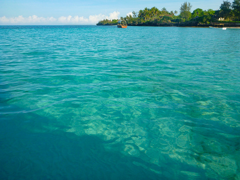 Beautiful marine blue waters in Zanzibar island, Tanzania