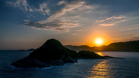 The beautiful coastline of Rio de Janeiro at sunset