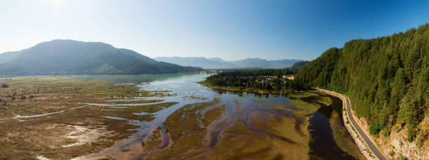 istock Aerial Panoramic View of Harrison River in Fraser Valley 1334390888
