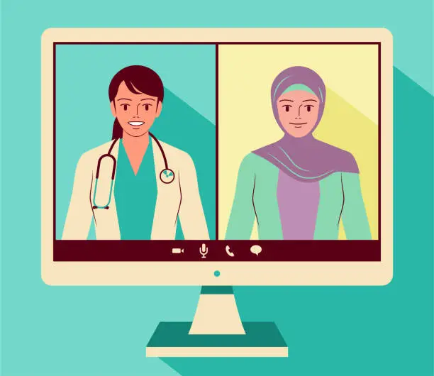 Vector illustration of Telemedicine helps doctors and patients stay connected during Covid-19