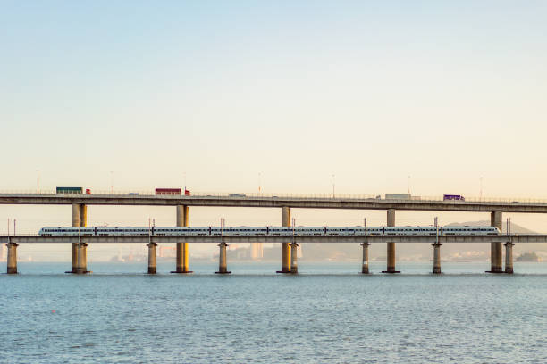istock A motor car is passing the sea bridge 1334398352