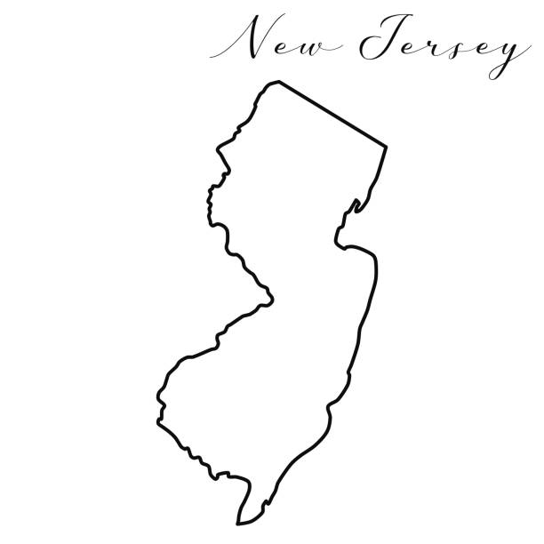 ilustrações, clipart, desenhos animados e ícones de ilustração da linha vetorial do mapa de nova jersey - nova jersey