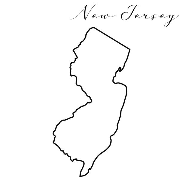 New Jersey map vector line illustration New Jersey map high quality vector. American state simple hand made line drawing map new jersey stock illustrations