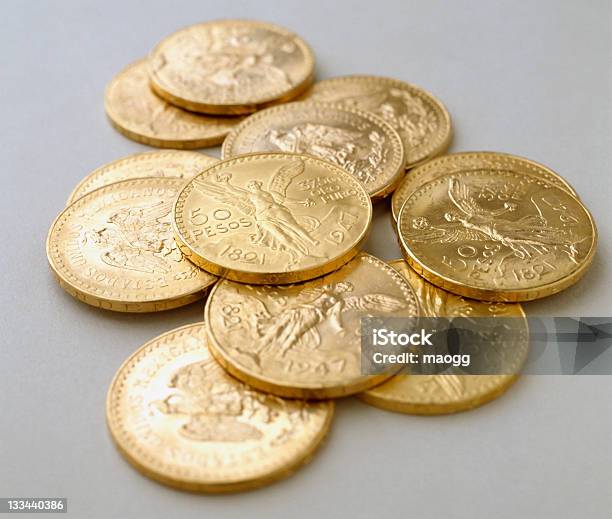 Some Coins Of 50 Pesos Gold Stock Photo - Download Image Now - Gold - Metal, Gold Colored, Mexican Pesos