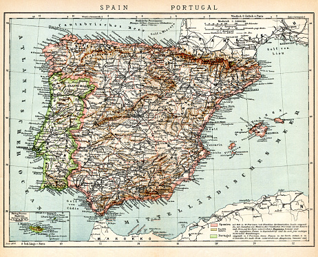 Map of Spain and Portugal 1898
Original edition from my own archives
Source : Brockhaus 1898