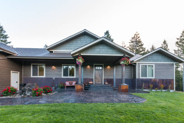 istock Bright sunny day and one story home 1334405723